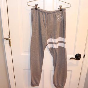 Grey Jogger Sweatpants with White Strip Design